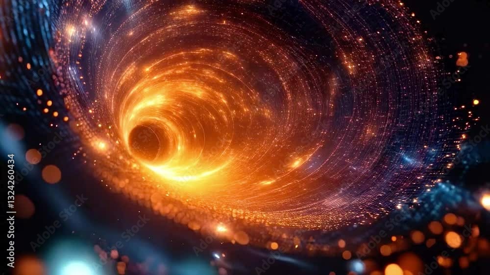 Poster This visual depicts a captivating representation of quantum mechanics, emphasizing superposition and entanglement within a vibrant environment that illustrates coherence and decoherence.