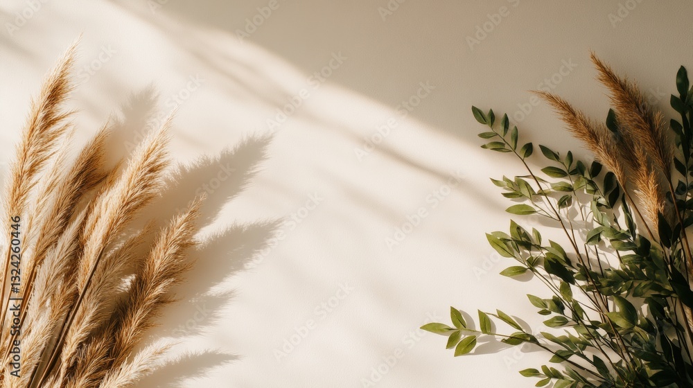 Poster unique plant casting intriguing shadow on a wall creating a play of light and darkness in a simple i