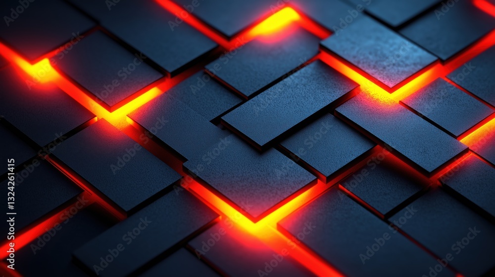 Aufkleber red glowing patterns amidst dark geometric shapes create a striking visual contrast in a captivating