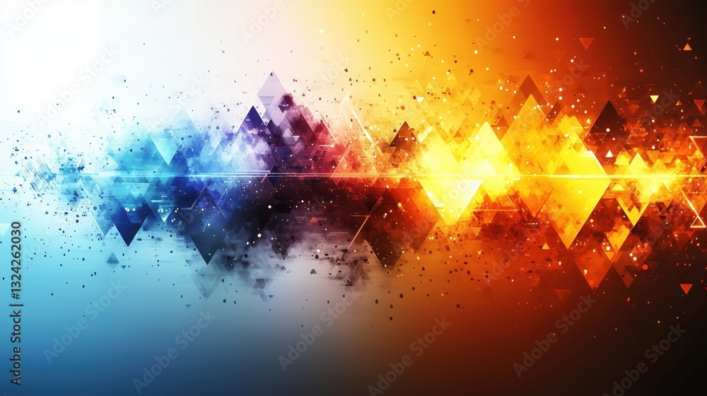 Poster vibrant geometric shapes create a dynamic abstract art piece highlighting contrasting colors and tex
