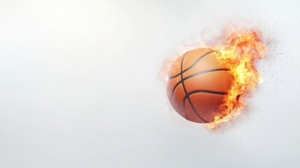 Fototapeta premium A flaming basketball bursts through space, symbolizing energy and excitement in sports.