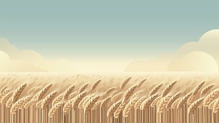 wheat field landscape minimal vector background