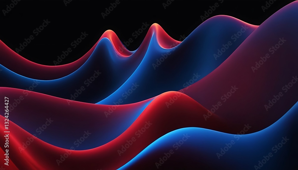 Poster abstract black and red fluid pattern background,3d rendering color background,16