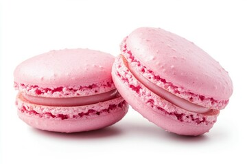 Few pink macarons on solid white background. Neural network AI generated