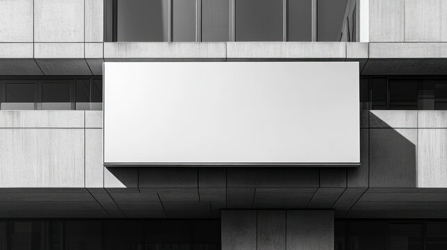 Displaying Blank Billboard on Concrete Building Exterior Offering Advertisement Space - Powered by Adobe