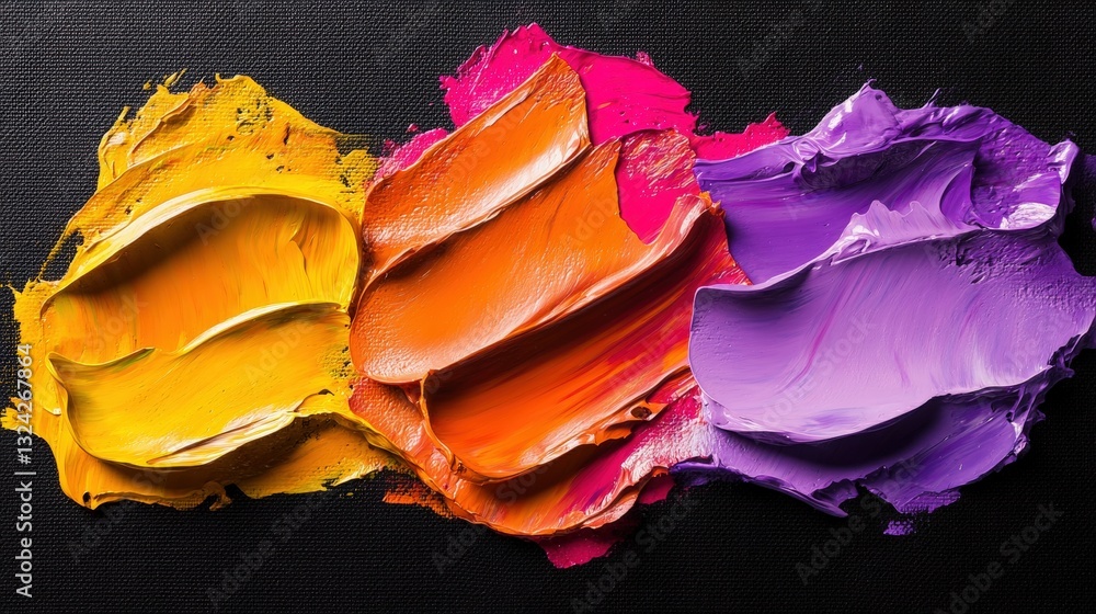 Poster close up of paint on a black background showcasing abstract rough colorful multicolored art elements