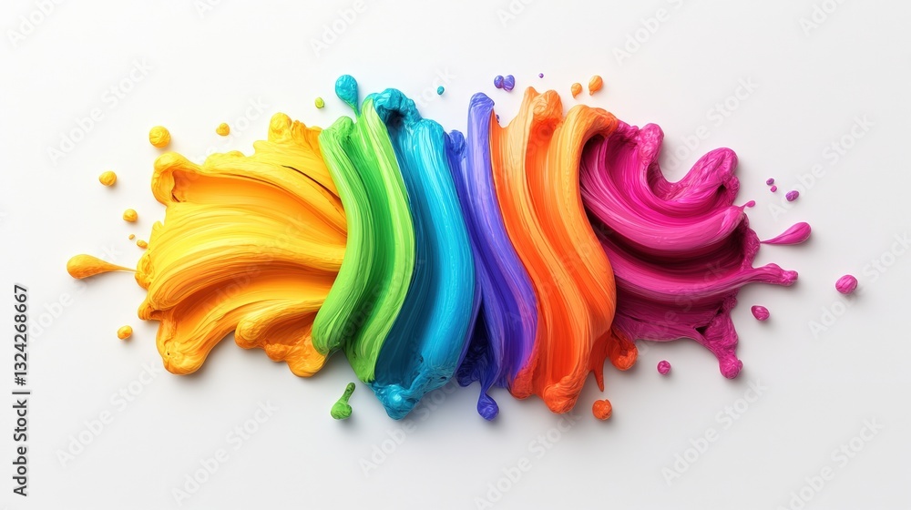 Poster bright and colorful rainbow paint blending together in a vivid display of artistic expression and fl