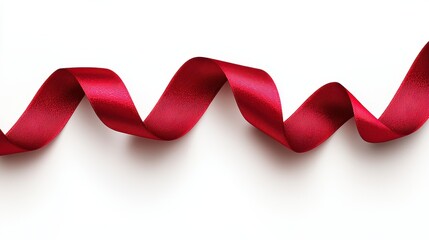 Red Ribbon, Swirling, Isolated, White