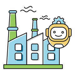 Production Facility and Ai Industrial Plant Vector Icon design