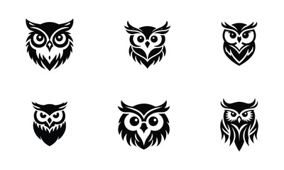 vector set of owls on white 
