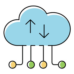 Online Cloud Hosting and Computing Vector Icon design