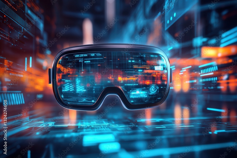 Leinwandbilder futuristic mixed reality environment featuring augmented reality elements and immersive digital text