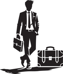 businessman with suitcase vector, business man in office, Businessman silhouette vector, man and bag vector illustration, man logo vector, man silhouette vector isolated on white background