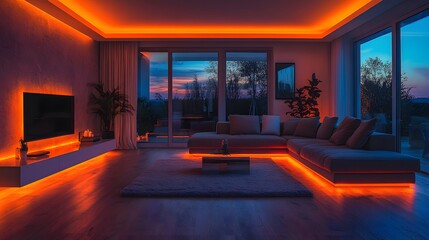 A calm-lit room built with smart glow for full tasks