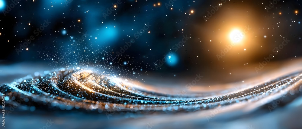 Poster captivating cosmic expanse showcasing pulsating undulating celestial phenomena with mesmerizing kale
