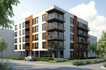 Fototapeta premium Modern apartment building with large balconies