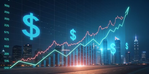 finance graph stock market growth digital tools trading analysis investment performance, Risk trend algorithm forex currency portfolio profit equity valuation, Bull bear broker managed crypto assets.