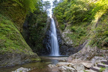 世界自然遺産、白神山地の清流が生む暗門第２の滝