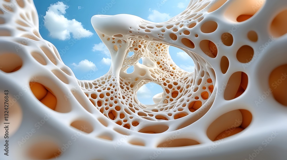 Poster mesmerizing abstract composition featuring intricate fractal like structures with flowing organic sh