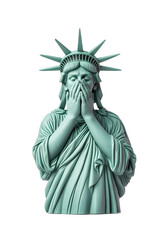 Fototapeta premium Statue of Liberty shedding tears covering her face with hands in despair