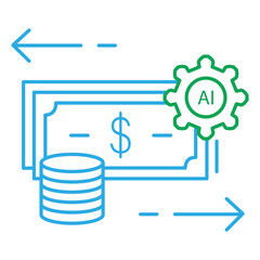 Revenue and Ai Cash Flow Management Vector Icon Design