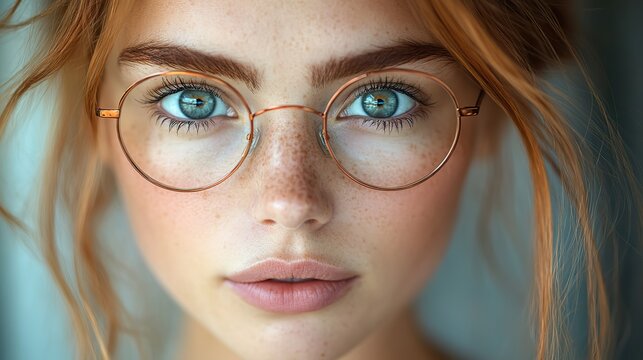 Eyeglasses on woman's eye showcase perfect vision, highlighting regular eye checkups and eye care.