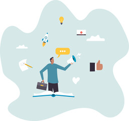 Storytelling communicate brand story or idea to listener, narrative message,character for design © Nadia