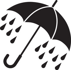 umbrella with rain drops icon over white background, silhouette style, vector illustration