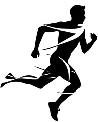 silhouette of a person running on a white background