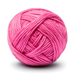 A ball of pink yarn isolated on white background. Knitting and crafting.