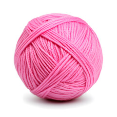 A ball of pink yarn isolated on white background. Knitting and crafting.