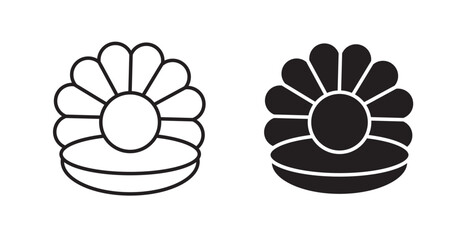 Pearl in the open shell icons graphics vectors designs