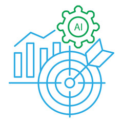 Business Target Ai Automation Success Vector Icon design with editable Stroke