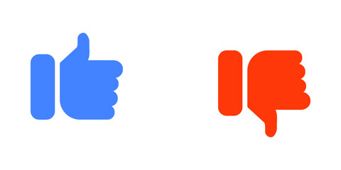 Thumbs up thumbs down icons symbolize agreement and disagreement reflecting choices A visual representation of opinions decisions and feedback