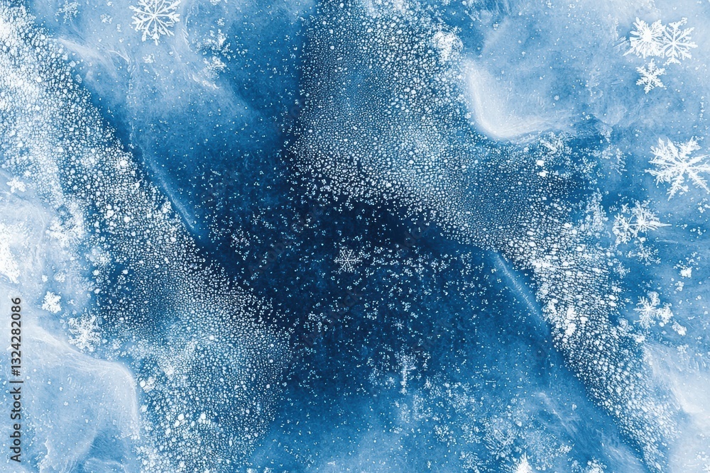 Aufkleber ice texture with snowflakes creating winter background