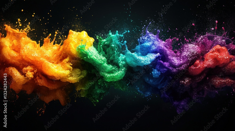 Poster a rainbow colored explosion of powder creating a dynamic and vibrant abstract digital watercolor bac