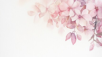 Soft Pink Floral Arrangement with Watercolor Wash Background