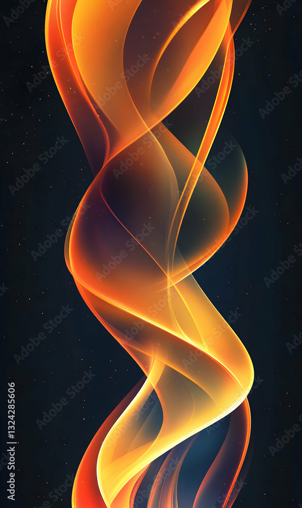 Poster dynamic luminous waveforms against a backdrop of starlight creating an abstract scene
