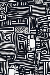 Vertical Geometric shapes and lines, simple doodle seamless pattern.