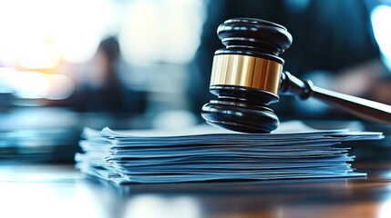 Fototapeta premium Courtroom verdict delivered with a gavel symbolizing justice in the legal world