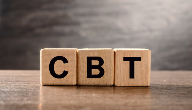 Wood cubes with abbreviation CBT on table. Cognitive Behavioral Therapy. Psychology and therapy