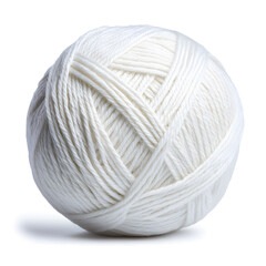 A ball of white yarn isolated on white background. Knitting and crafting.