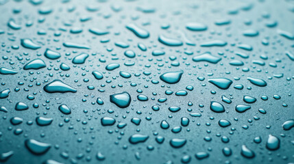Close-up of water droplets on a smooth surface, creating a serene and fresh atmosphere.