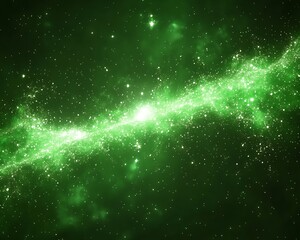 Obraz premium A brilliant green cosmic galaxy filled with numerous shining stars