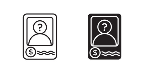 Wanted icons graphics vectors designs