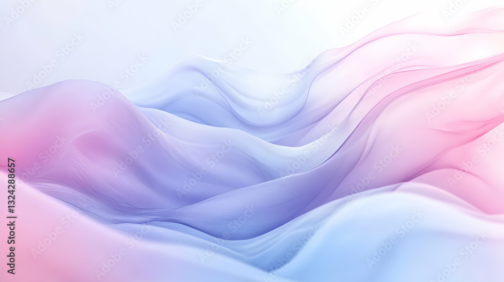 Poster abstract holographic flowing motion design, soft gradient color, smooth texture rendering