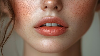 Naklejka premium Impressive lip augmentation and dental care results from cosmetology treatment are highlighted in a close up of flawless natural full lips of a young woman.