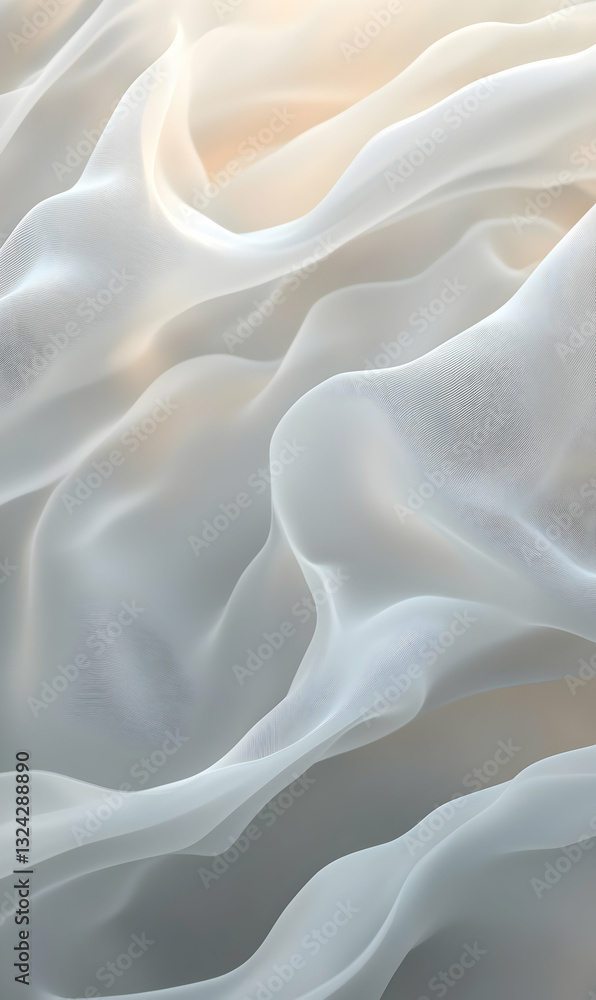 Poster ethereal fabric waves capturing lightness and flowing serenity in transparent material