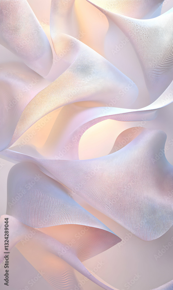 Poster elegant fabric flow artistic rendering with soft color gradations and modern design