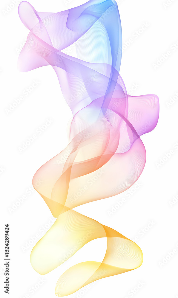 Poster pastel tones elegant swirl gradient design flowing, abstract translucent lines of soft colors